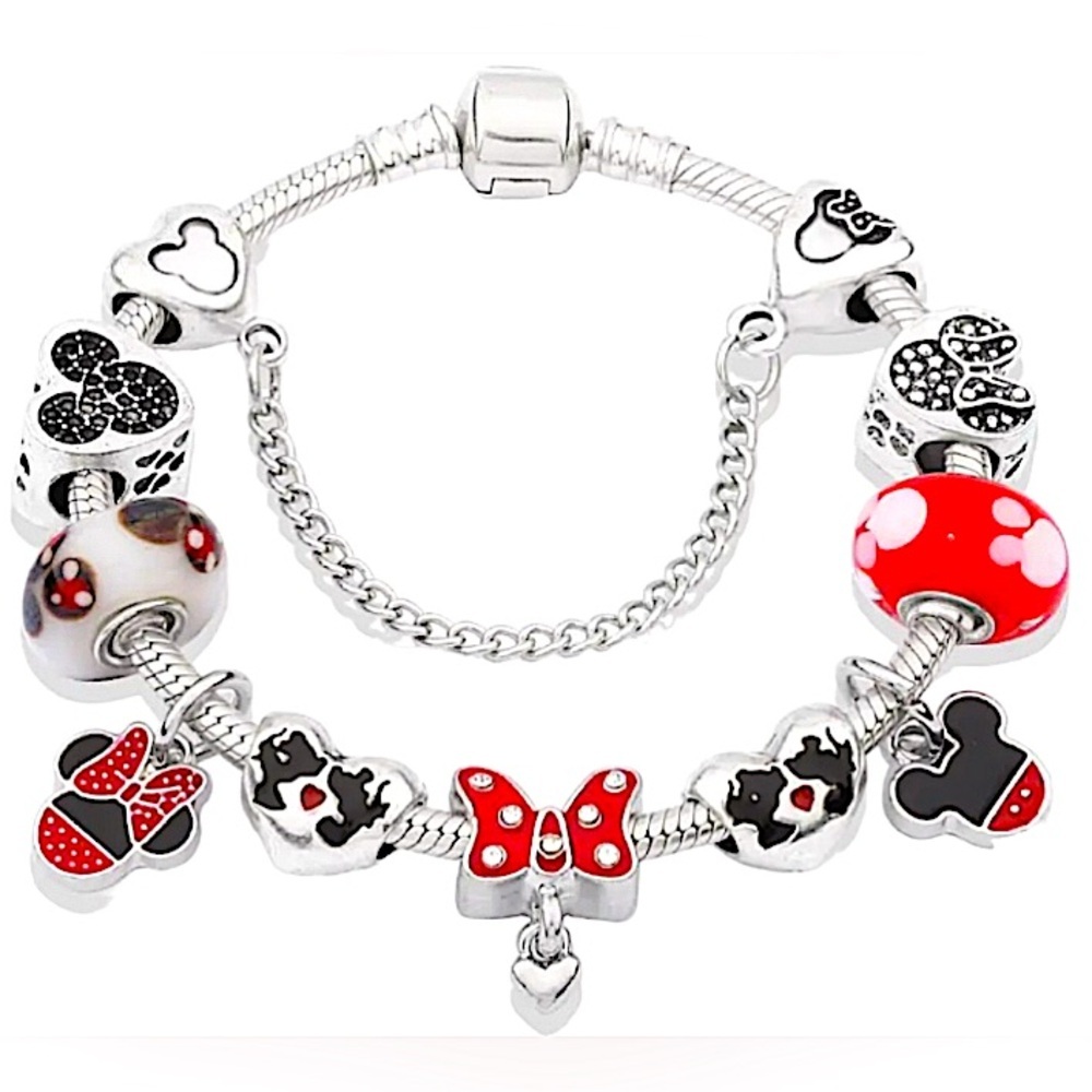 Disney Mickey Minnie Mouse Charm Bracelet